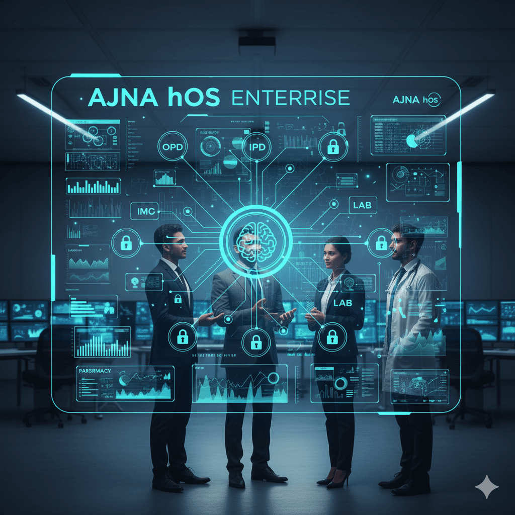 Ajna hOS Enterprise dashboard on a modern display